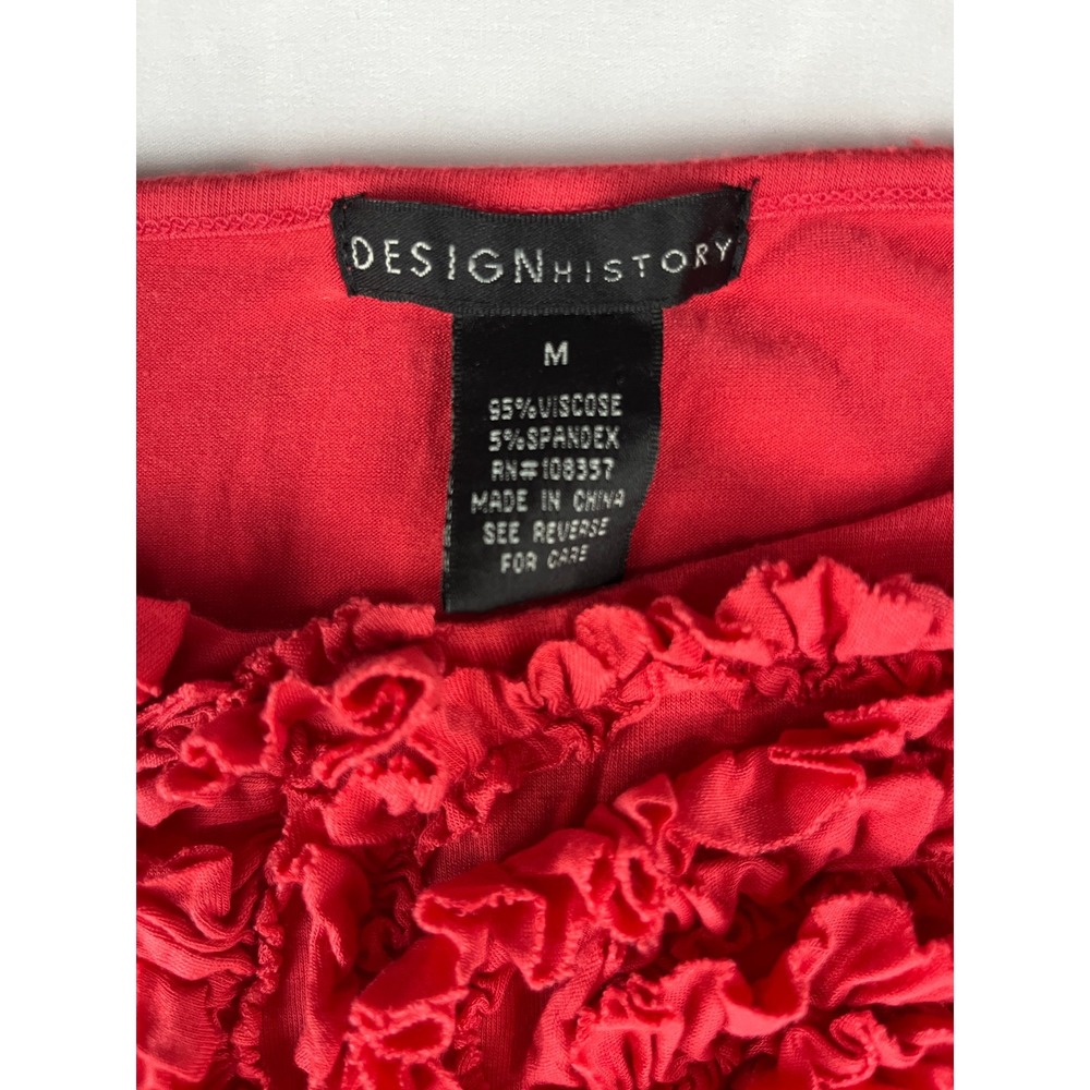 Design History Womens Red Sleeveless Ruffle Top‎ Viscose Spandex Tank Blouse - Picture 3 of 8
